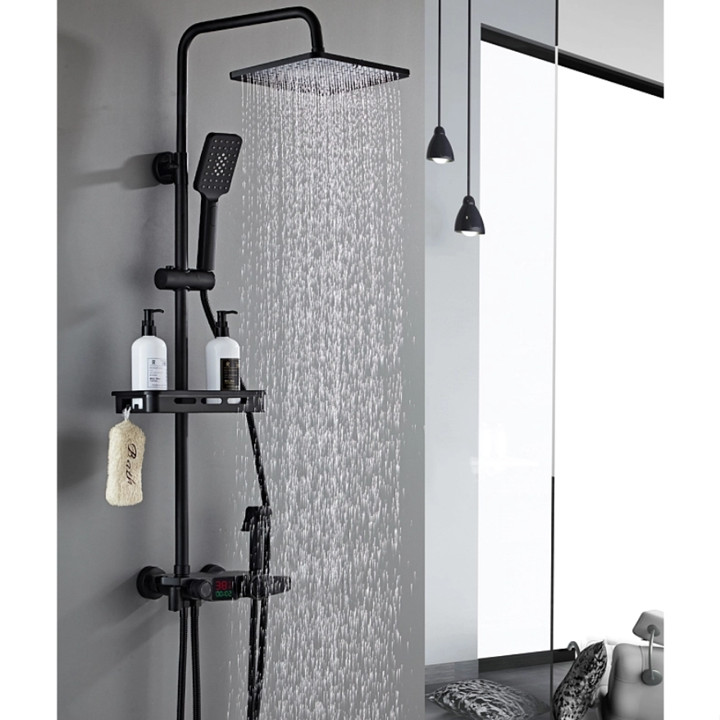 Shower 1 Set Shower Set Kamar Mandi Rain Shower + Keran Cabang - Paket Lengkap Shower Kotak/Bulat Bahan Stainless/Mandi Shower