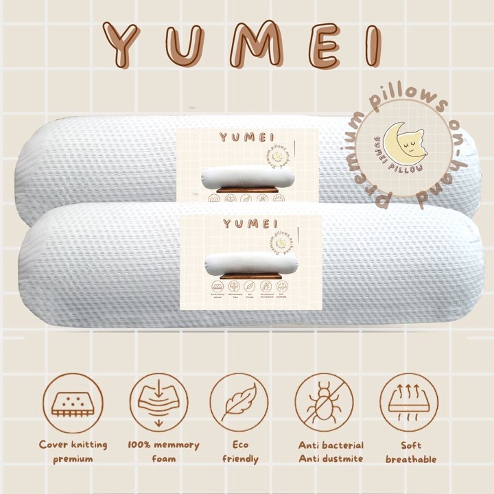 Paket 2 Guling Tidur Hotel Premium Memory Foam Empuk Yumei 85x25 cm | Buy 1 Get 1