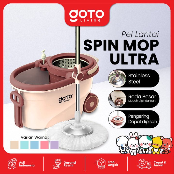 Goto Ophelia Spin Mop Ultra Alat Pel Pelan Set Putar Pembersih Lantai