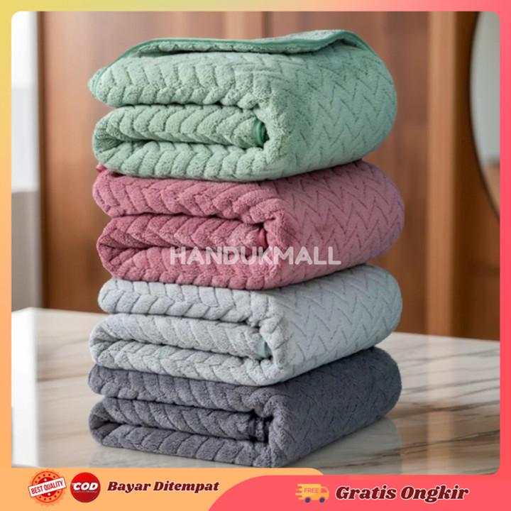 Handuk Mandi 85X170 Dewasa Unisex Jumbo Kamar Mandi Bestseller Microfiber Lembut Embos Zigzag Elora