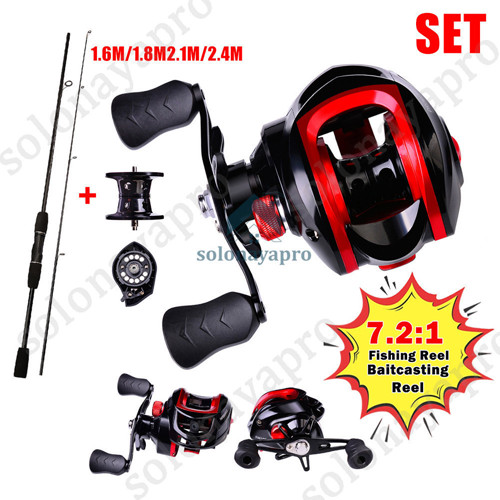 Reel Baitcasting BC Bahan Metal Kapasitas 10kg/22lb kuat ratio 7.2:1  Murah Ready Stok Merah Handle Kanan/Kiri
