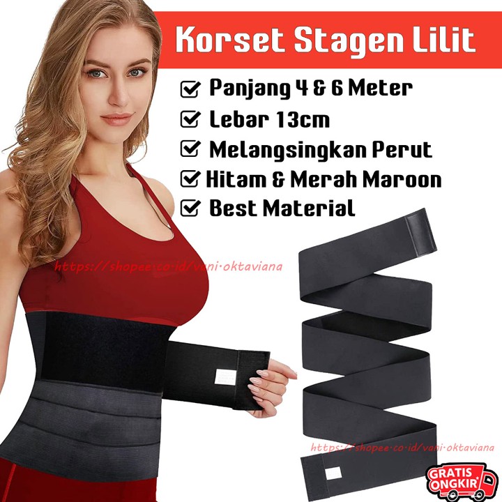 Korset Lilit 4M, 6M Stagen Lilit Korset Pengecil Perut Gurita Melahirkan Bengkung Stagen Melahirkan Strect Elastic Band Stomach Korset Pelangsing Korset Melahirkan