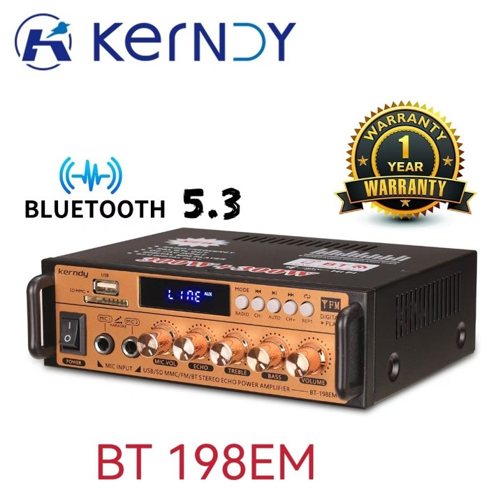 (Model Terbaru)Power Amplifier Wireless BT 5.0 Kerndy BT-198E ECHO 300W+300W Amplifier ECHO Karaoke Bluetooth