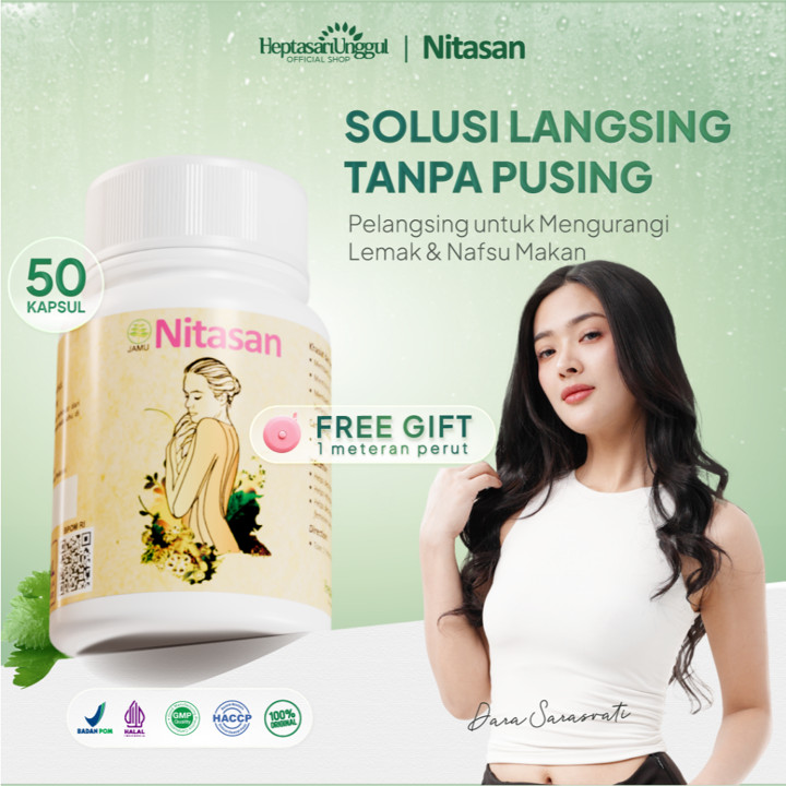 Nitasan Pelangsing 50 Kapsul FREE METERAN PERUT - Obat Diet Herbal Ampuh Penurun Berat Badan dan Lemak Tubuh Alami Tanpa Efek Samping BPOM Halal Aman