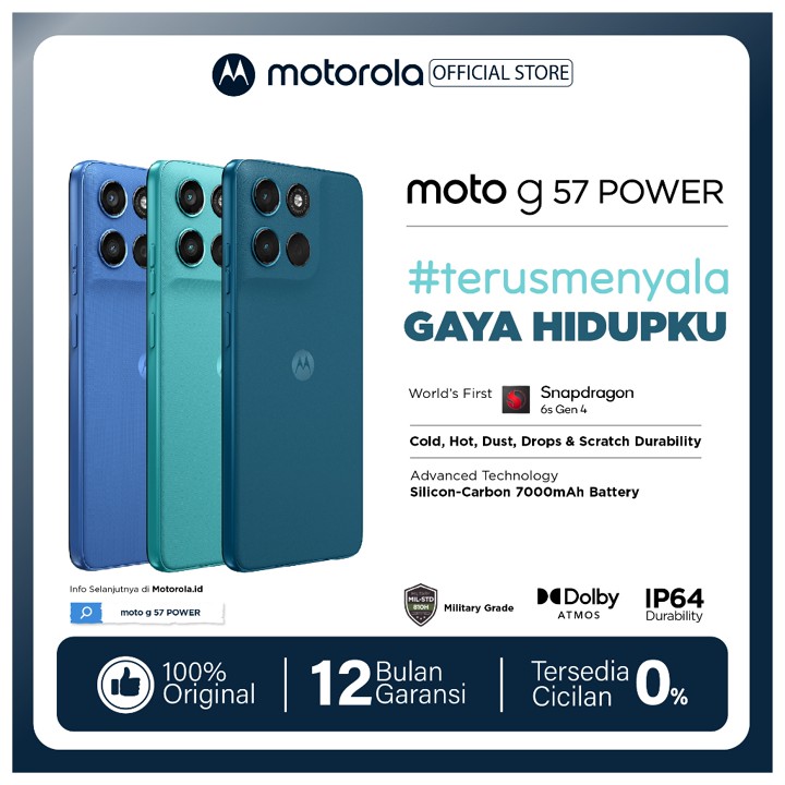 Moto G57 Power 5G - RAMBoost 24GB/256GB -  Snapdragon6s Gen4 - Antutu 625K - 7000mAh SiliconCarbon - 50MP Sony LYTIA600 - 8MP Selfie - 6.72" - IP64 GG7i MIL810H - Dolby Stereo