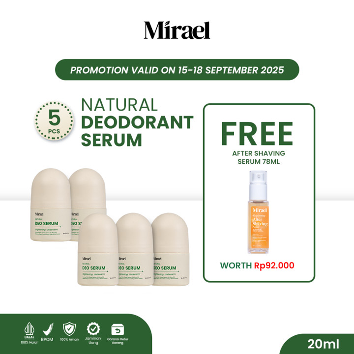 Mirael Natural Deodorant Serum - Deo Tawas Roll on | Menahan Bau Badan & Mencerahkan Ketiak