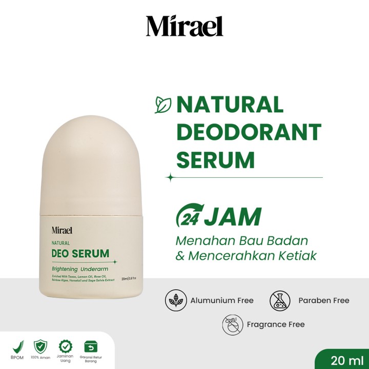 Mirael Natural Deodorant Serum - Deo Tawas Roll on | Menahan Keringat & Penghilang Bau Badan