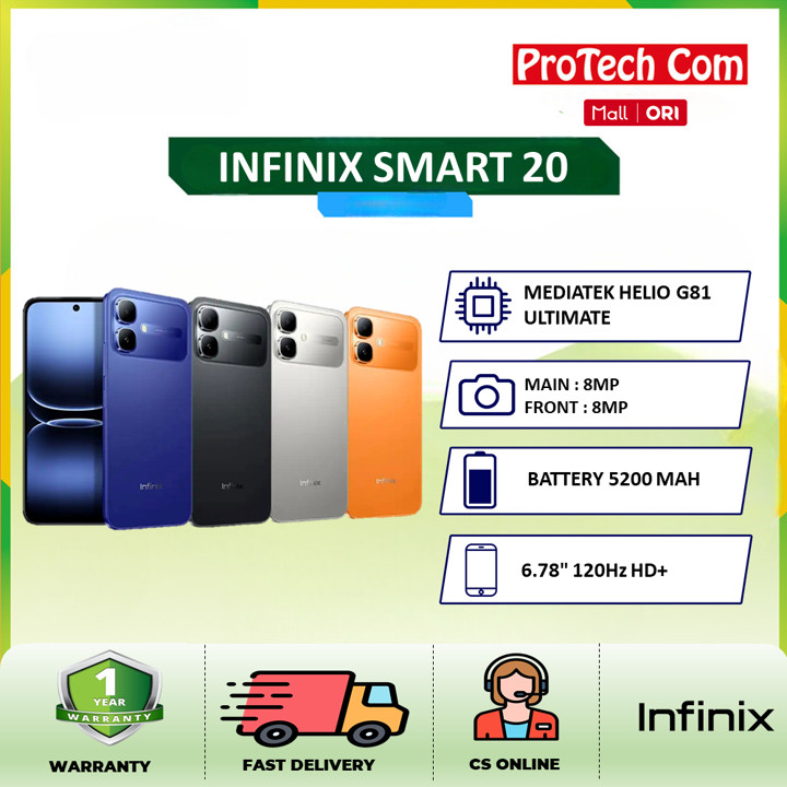 INFINIX SMART 20 4GB 128GB - Helio G81 Ultimate - 6.78" 120Hz HD+ - 5200 mAh