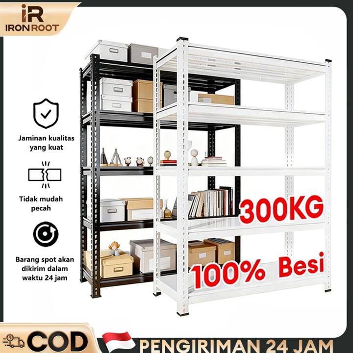 Rak Besi Siku 5 Susun Rak Susun Serbaguna Rak Besi Susun 4 Tingkat Rak Gudang 100% Besi